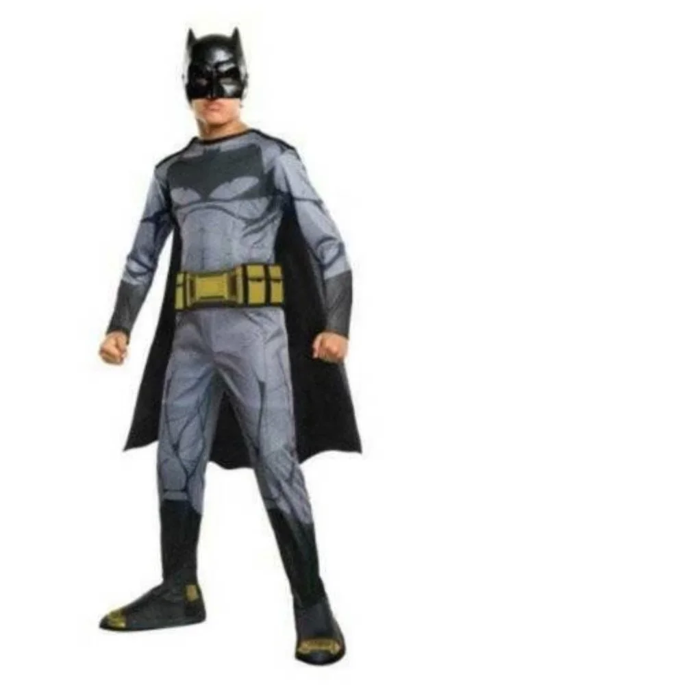 Batman Halloween Costume 12/14 Jumpsuit w/ Boot Tops 4 Pc Boys Justice League